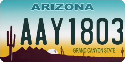 AZ license plate AAY1803