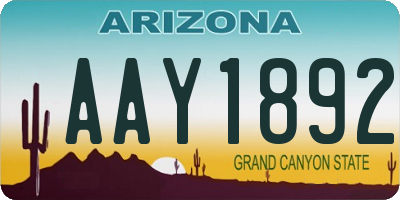 AZ license plate AAY1892