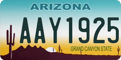 AZ license plate AAY1925