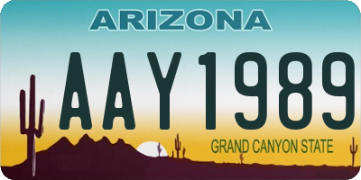 AZ license plate AAY1989