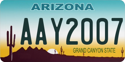 AZ license plate AAY2007