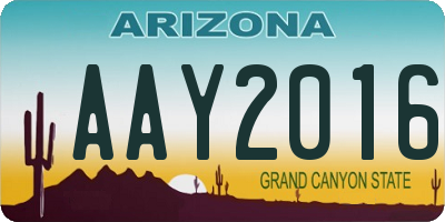 AZ license plate AAY2016