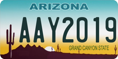 AZ license plate AAY2019
