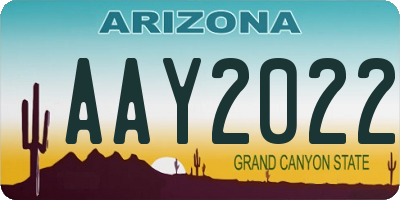 AZ license plate AAY2022