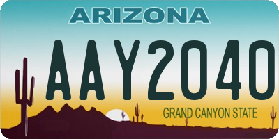 AZ license plate AAY2040