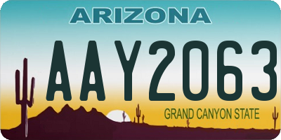 AZ license plate AAY2063