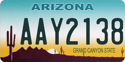 AZ license plate AAY2138