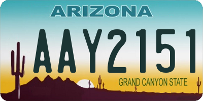 AZ license plate AAY2151