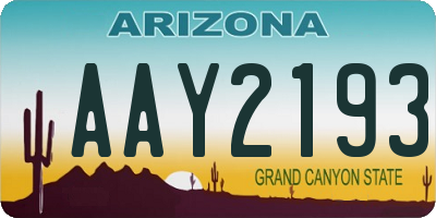 AZ license plate AAY2193