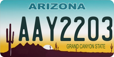 AZ license plate AAY2203