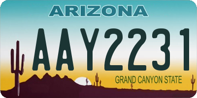 AZ license plate AAY2231