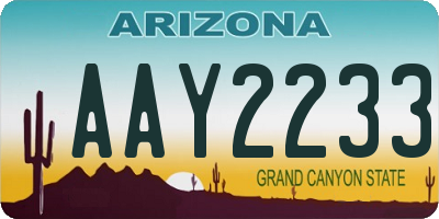 AZ license plate AAY2233