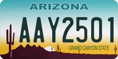 AZ license plate AAY2501