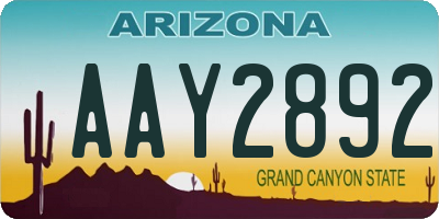 AZ license plate AAY2892