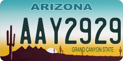 AZ license plate AAY2929