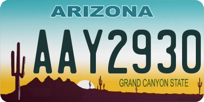 AZ license plate AAY2930