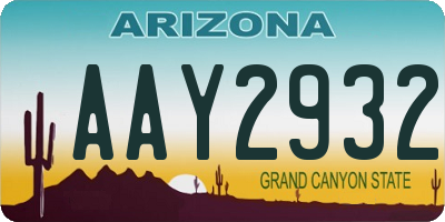 AZ license plate AAY2932
