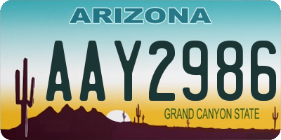AZ license plate AAY2986