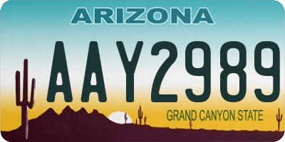 AZ license plate AAY2989