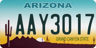 AZ license plate AAY3017