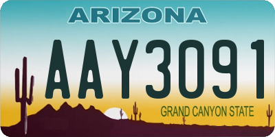 AZ license plate AAY3091