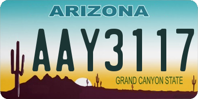 AZ license plate AAY3117