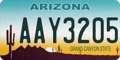 AZ license plate AAY3205