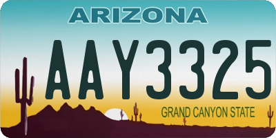 AZ license plate AAY3325