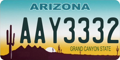 AZ license plate AAY3332