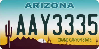 AZ license plate AAY3335