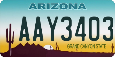 AZ license plate AAY3403