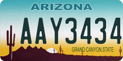 AZ license plate AAY3434