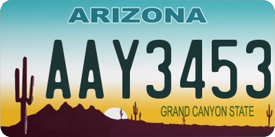 AZ license plate AAY3453