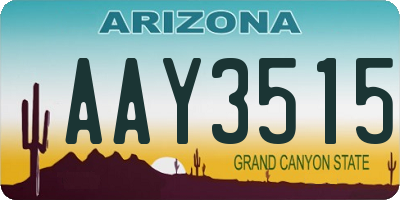 AZ license plate AAY3515