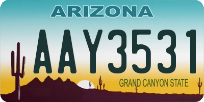 AZ license plate AAY3531