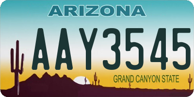 AZ license plate AAY3545