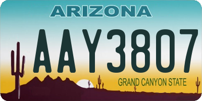 AZ license plate AAY3807