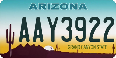AZ license plate AAY3922