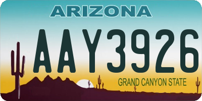 AZ license plate AAY3926