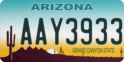 AZ license plate AAY3933