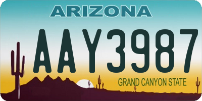 AZ license plate AAY3987