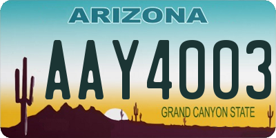 AZ license plate AAY4003