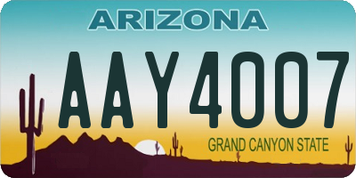 AZ license plate AAY4007