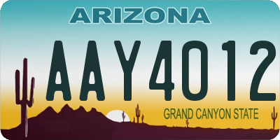 AZ license plate AAY4012