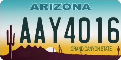 AZ license plate AAY4016