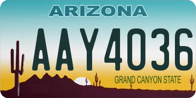 AZ license plate AAY4036