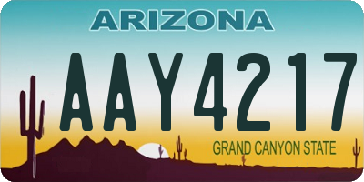 AZ license plate AAY4217