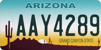 AZ license plate AAY4289
