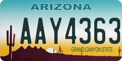 AZ license plate AAY4363