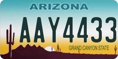 AZ license plate AAY4433